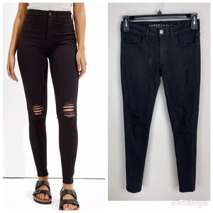 American Eagle Super Stretch X Black Distressed Jeggings size 2 regular